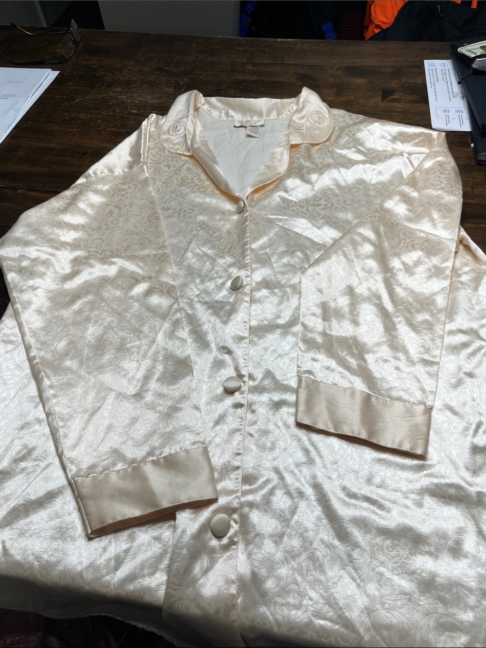 Silky Cream Satin Pajama Top - Women's Intimates Victorias sec